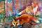Art: TWO RED FOX on COPPER by Artist Marcia Baldwin