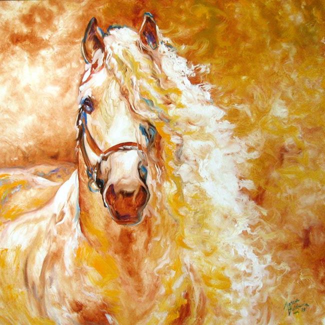 Art: GOLDEN GRACE ANDALUSIAN EQUINE ORIGINAL by Artist Marcia Baldwin