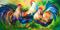 Art: ROOSTERS THREE by Artist Marcia Baldwin