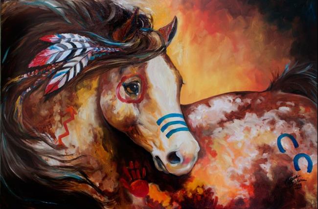 Art: TOBIANO INDIAN WAR HORSE by Artist Marcia Baldwin