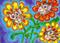 Art: Retro Crazy Guinea Pig Daisies - SOLD by Artist Kim Loberg