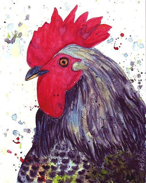 Art: Rooster Portrait by Artist Ulrike 'Ricky' Martin