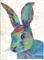 Art: Abstract Bunny embellished print - sold by Artist Ulrike 'Ricky' Martin