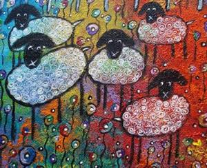 Detail Image for art Merry Sheep In The Flowers