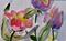 Art: Pink and Purple Tulips Aceo by Artist Delilah Smith