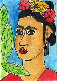 Art: FRIDA KAHLO WITH FLOWERS SOLD by Artist Nancy Denommee   