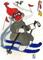Art: Sock Monkey on the Slalom Course by Artist Nancy Denommee   