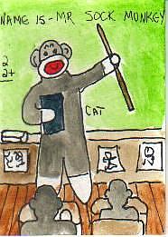 Art: Sock Monkey Teaches School by Artist Nancy Denommee   