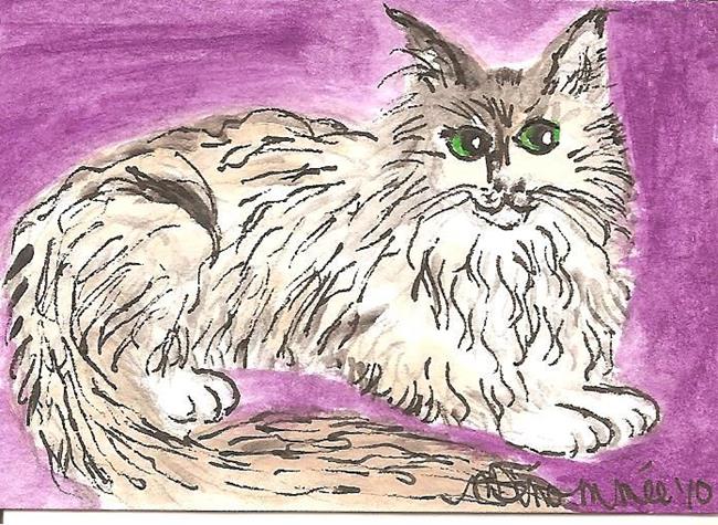 Art: Luna the Maine Coon Cat by Artist Nancy Denommee   