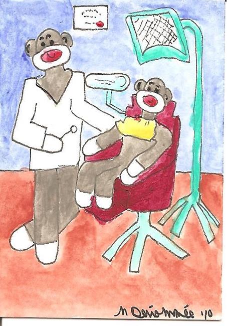 Art: Sock Monkey is a Dentist Now by Artist Nancy Denommee   