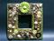 Art: Lime green flowers vintage jewelry mirror (Sold) by Artist Laura Winzeler