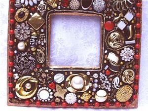 Detail Image for art Red and Black jewelry mosaic mirror (available)