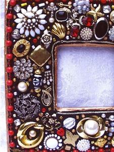 Detail Image for art Red and Black jewelry mosaic mirror (available)