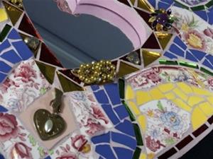 Detail Image for art Vintage Heart Pique Assiette Mirror (Available)