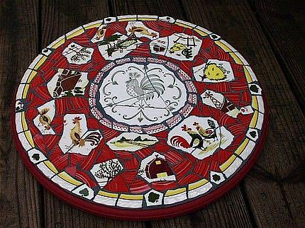 Art: Life on the Farm Lazy Susan (Sold) by Artist Laura Winzeler