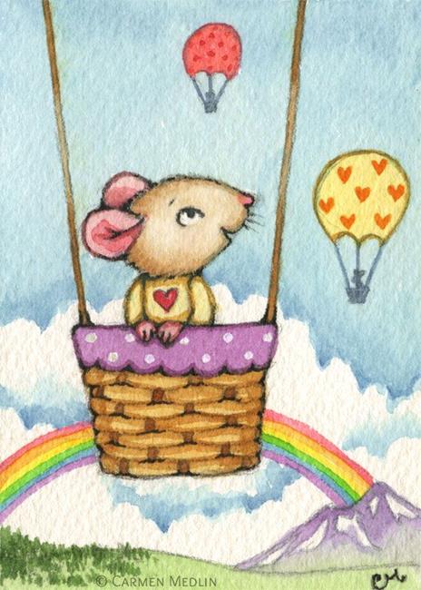 Art: Balloon Ride ACEO by Artist Carmen Medlin