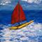Art: Yellow Boat, Red Sails by Artist Windi Rosson