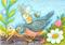 Art: FLUTTERBUN Fairy RIDING ROBIN RED BREAST by Artist Susan Brack