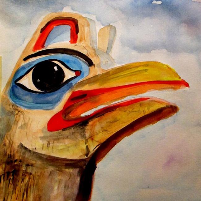 Art: White Raven,Totem-sold by Artist Delilah Smith