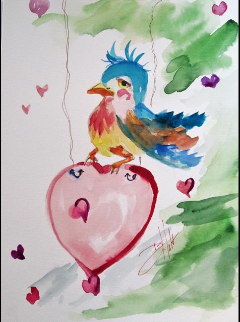 Art: Bluebird and Heart by Artist Delilah Smith