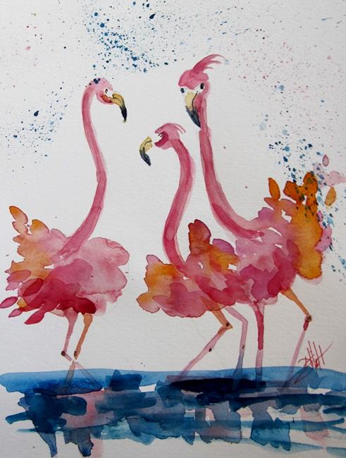 Art: Fluffy Pink Flamingos by Artist Delilah Smith
