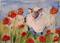 Art: Sheep Deep in Poppies by Artist Delilah Smith