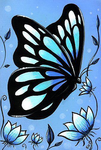 Art: Butterfly & Flowers #11 by Artist Elaina Wagner