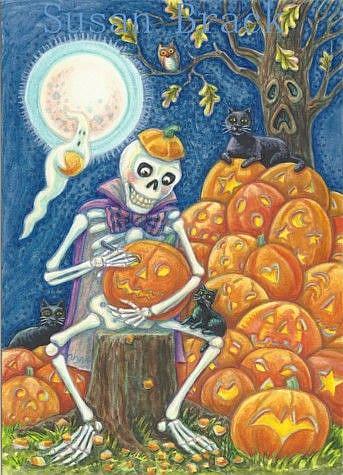 Art: Halloween : IT'S TIME TO CARVE YOUR PUMPKIN  Happy Halloween!   Card by Artist Susan Brack