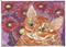Art: ORANGE CAT AND GAILLARDIA by Artist Theodora Demetriades 
