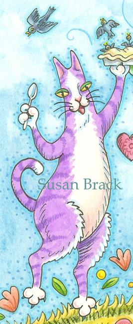 Art: HISS N' FITZ - BLACK BIRD PIE Purple Feline Cropped by Artist Susan Brack