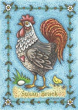 Art: COUNTRY ROOSTER AND CHICK by Artist Susan Brack
