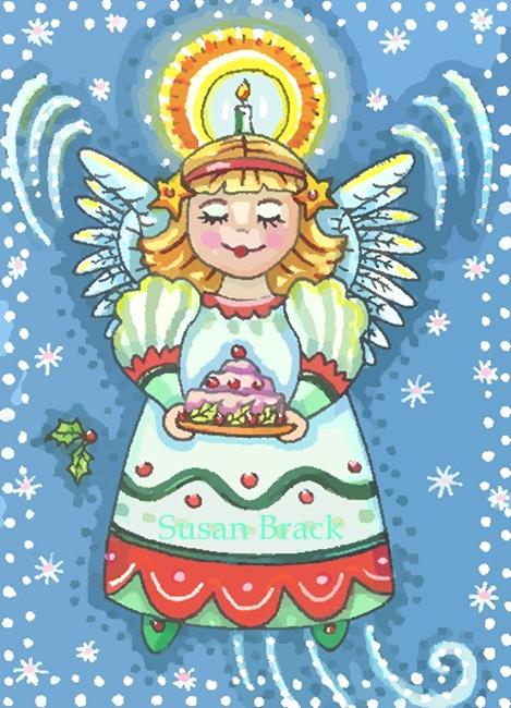 Art: CHRISTMAS PUDDING ANGEL by Artist Susan Brack