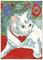 Art: WHITE KITTY AND CHRISTMAS ORNAMENTS 2008 by Artist Theodora Demetriades 