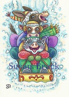 Art: HOLD ON TIGHT PIG by Artist Susan Brack