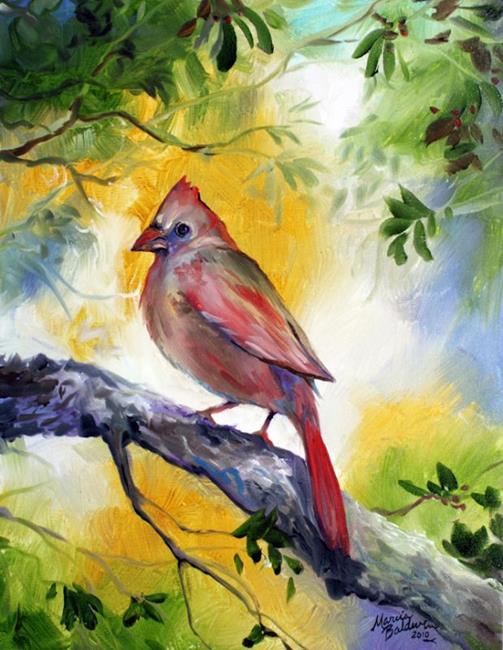 FEMALE CARDINAL BIRD - by Marcia Baldwin from COMMISSIONED PAINTINGS