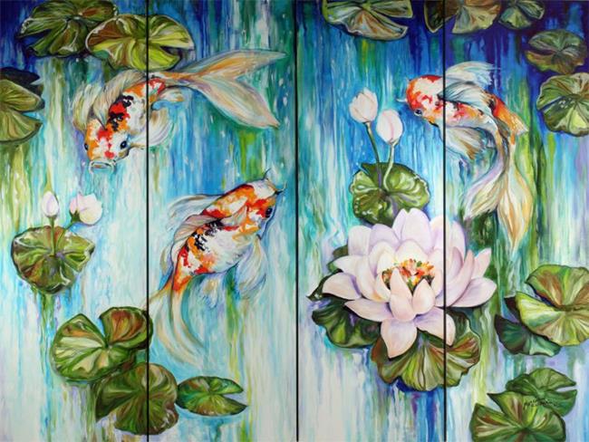 Art: KOI on 4 COMMISSIONED ~ SOLD by Artist Marcia Baldwin