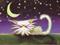 Art: White Cranky Cat At Night by Artist Cynthia Schmidt