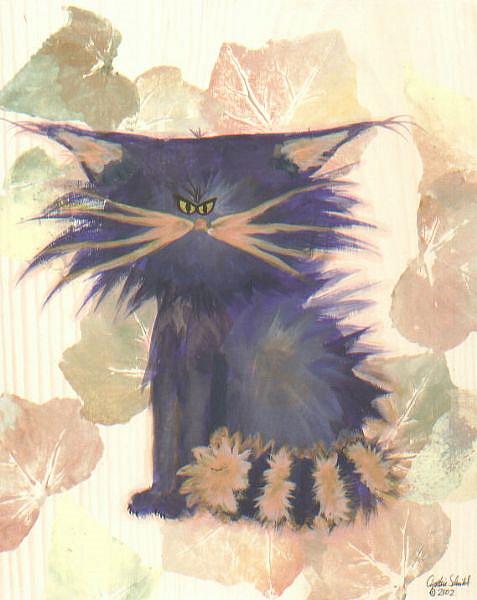 Art: Purple Cranky Cat   by Artist Cynthia Schmidt