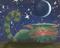 Art: Cranky Cat At Night  - Green by Artist Cynthia Schmidt