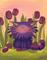 Art: Cranky Cat on Flowers by Artist Cynthia Schmidt