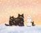 Art: Scaredy Cats & Snowman by Artist Cynthia Schmidt