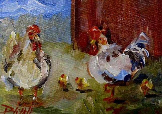 Art: Chickens in the Yard by Artist Delilah Smith