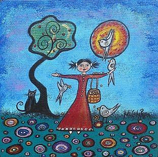 Art: Prudence's Day-Feed the Birds by Artist Juli Cady Ryan
