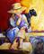 Art: Girl and Goat Waiting by Artist Laurie Justus Pace