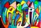 Art: Jazz Houses Night Blues by Artist Chris Jeanguenat