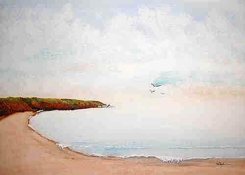 Art: North Beach of Tenby - sold by Artist Shari Lynn Schmidt