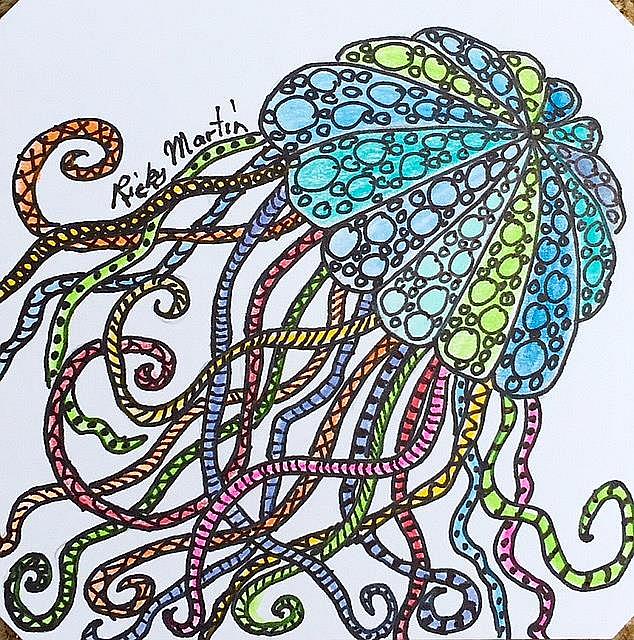 Art: Jellyfish Zentangle Inspired by Artist Ulrike 'Ricky' Martin