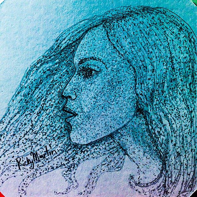 Art: Pointillism Female Profile by Artist Ulrike 'Ricky' Martin