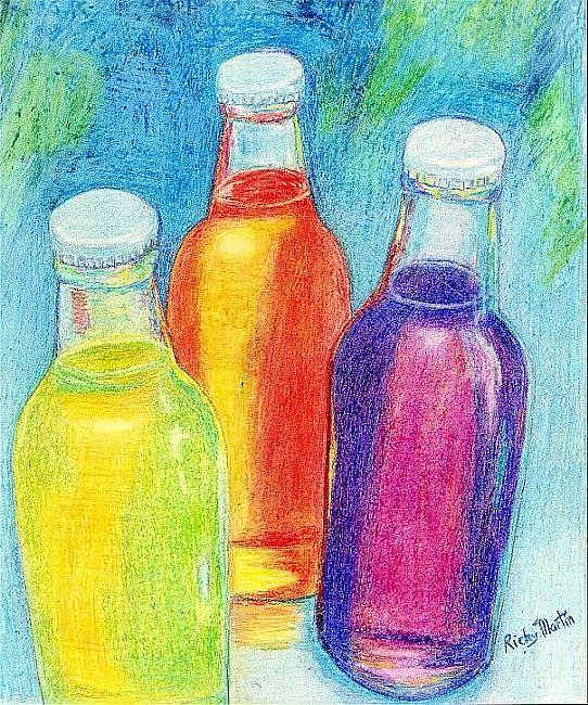 Art: 3 Bottles by Artist Ulrike 'Ricky' Martin