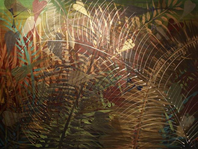Art: Palm Hearts and Dragonflies II by Artist Rebecca M Ronesi-Gutierrez